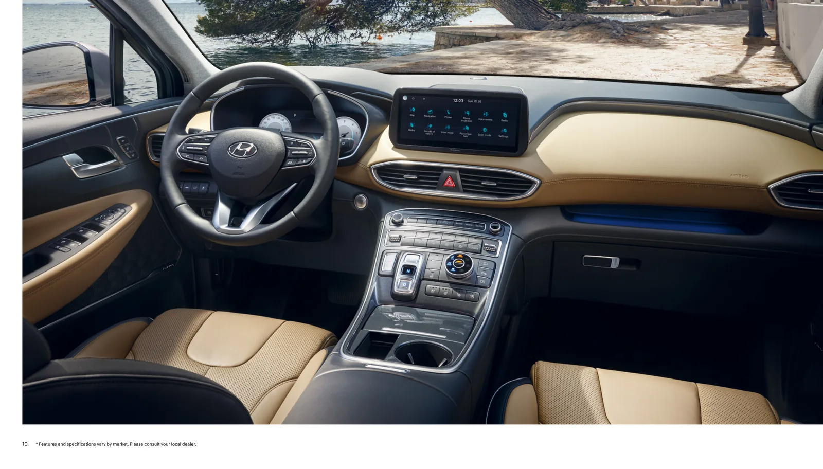 Cabin view — touchscreen infotainment and dashboard