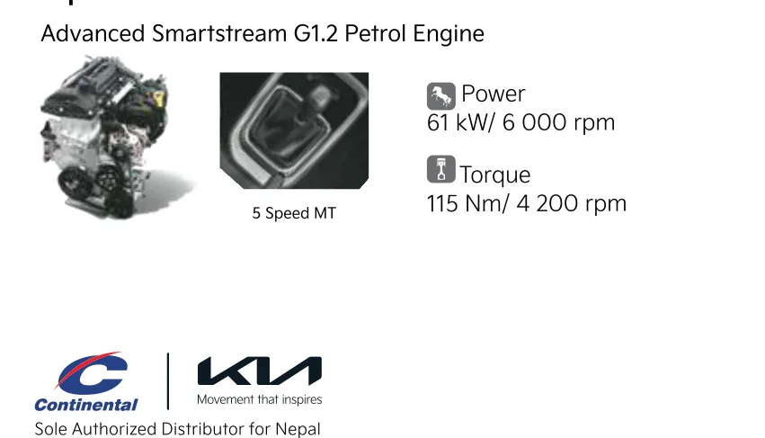 Smartstream G1.2 petrol engine — 61 kW, 115 Nm, 5-speed manual