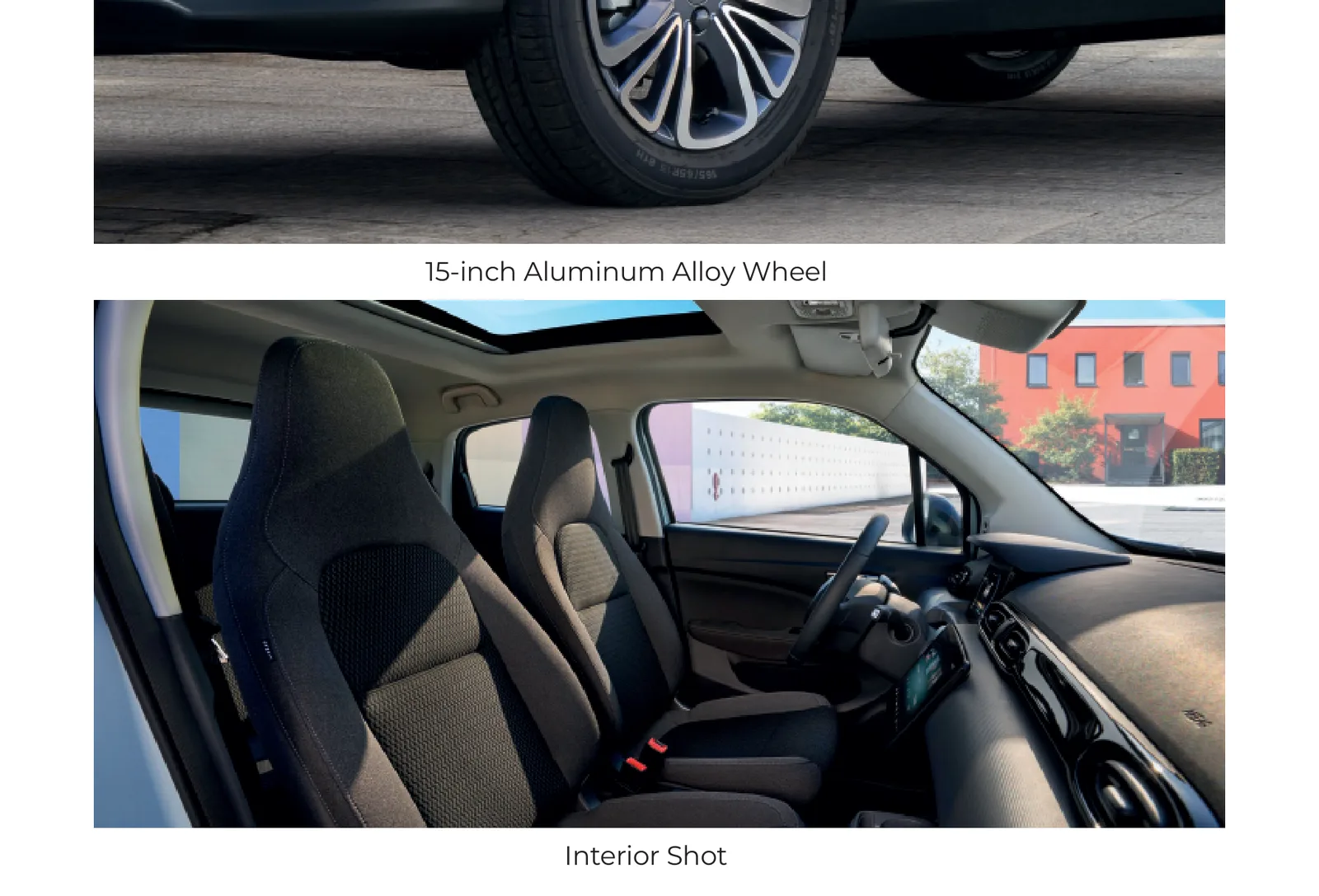 Cabin view — panoramic sunroof and sport seats