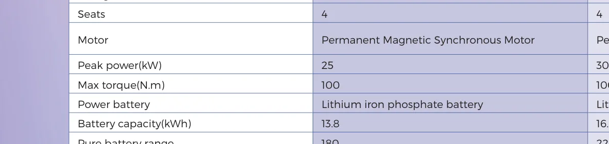 25/30 kW permanent-magnet motor, 100 Nm — LFP battery, 180/220 km range variants