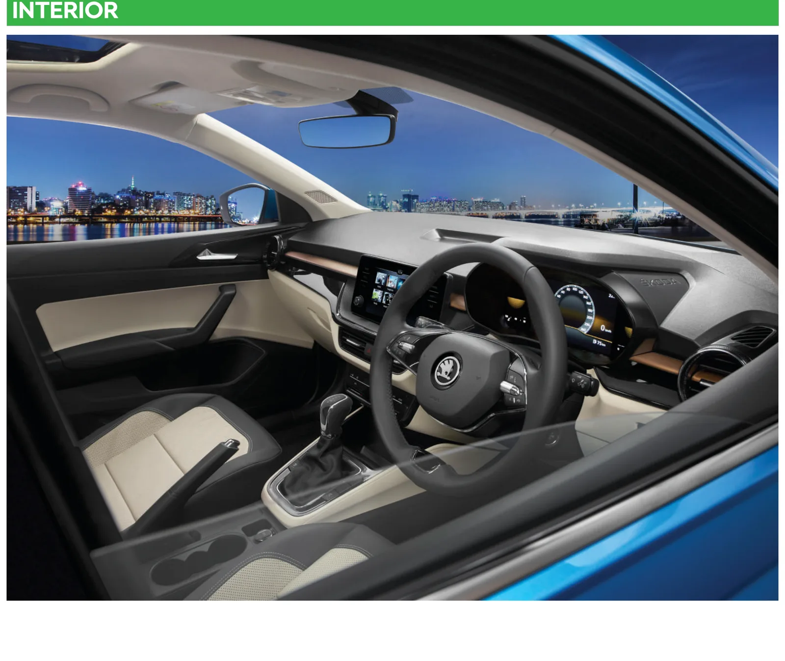 Cabin view — touchscreen infotainment and digital cockpit