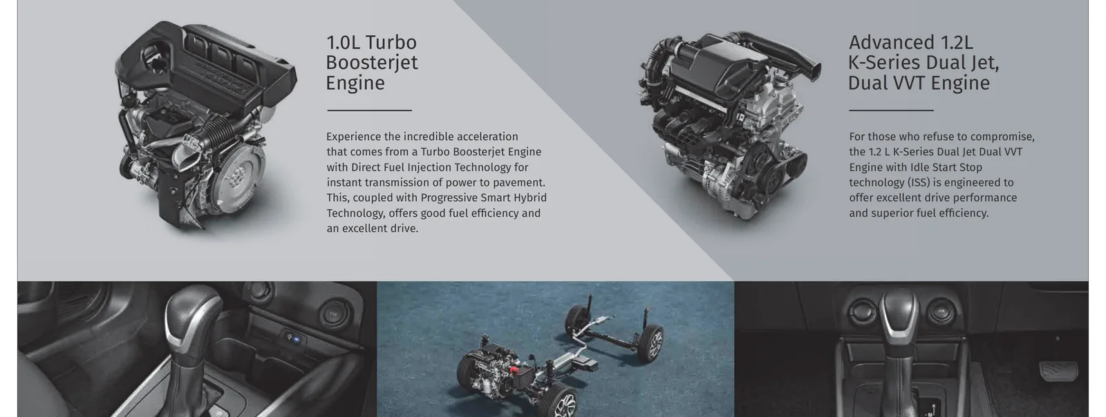 1.0L Turbo Boosterjet or Advanced 1.2L K-Series Dual Jet Dual VVT engine