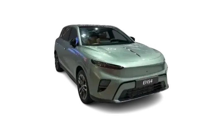 Front three-quarter view of green SUV