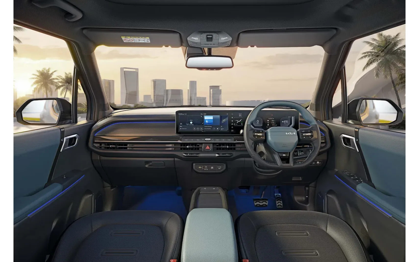 Dashboard and front seats view