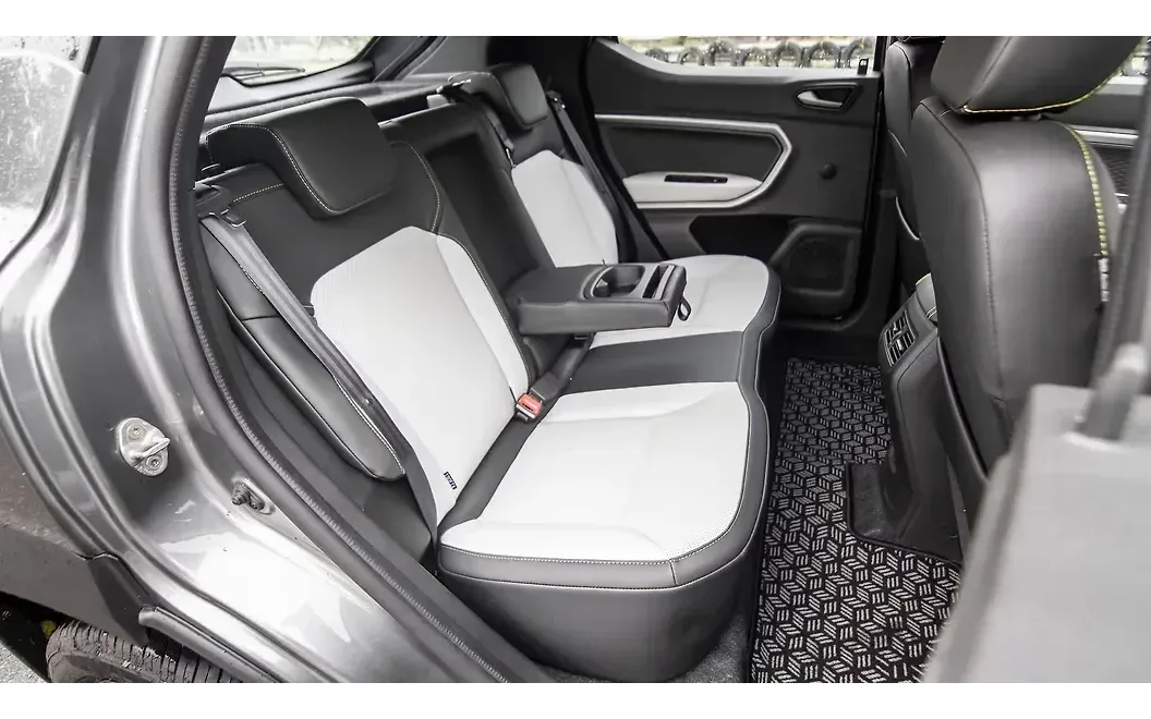 Rear seats and folded seatback shown