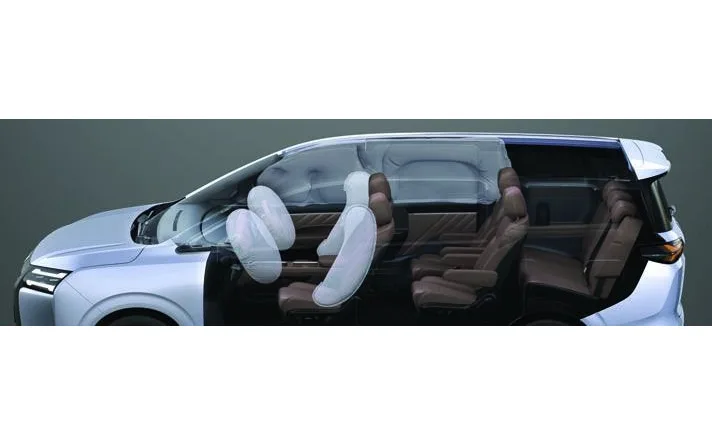 Cutaway view showing airbag deployment inside cabin